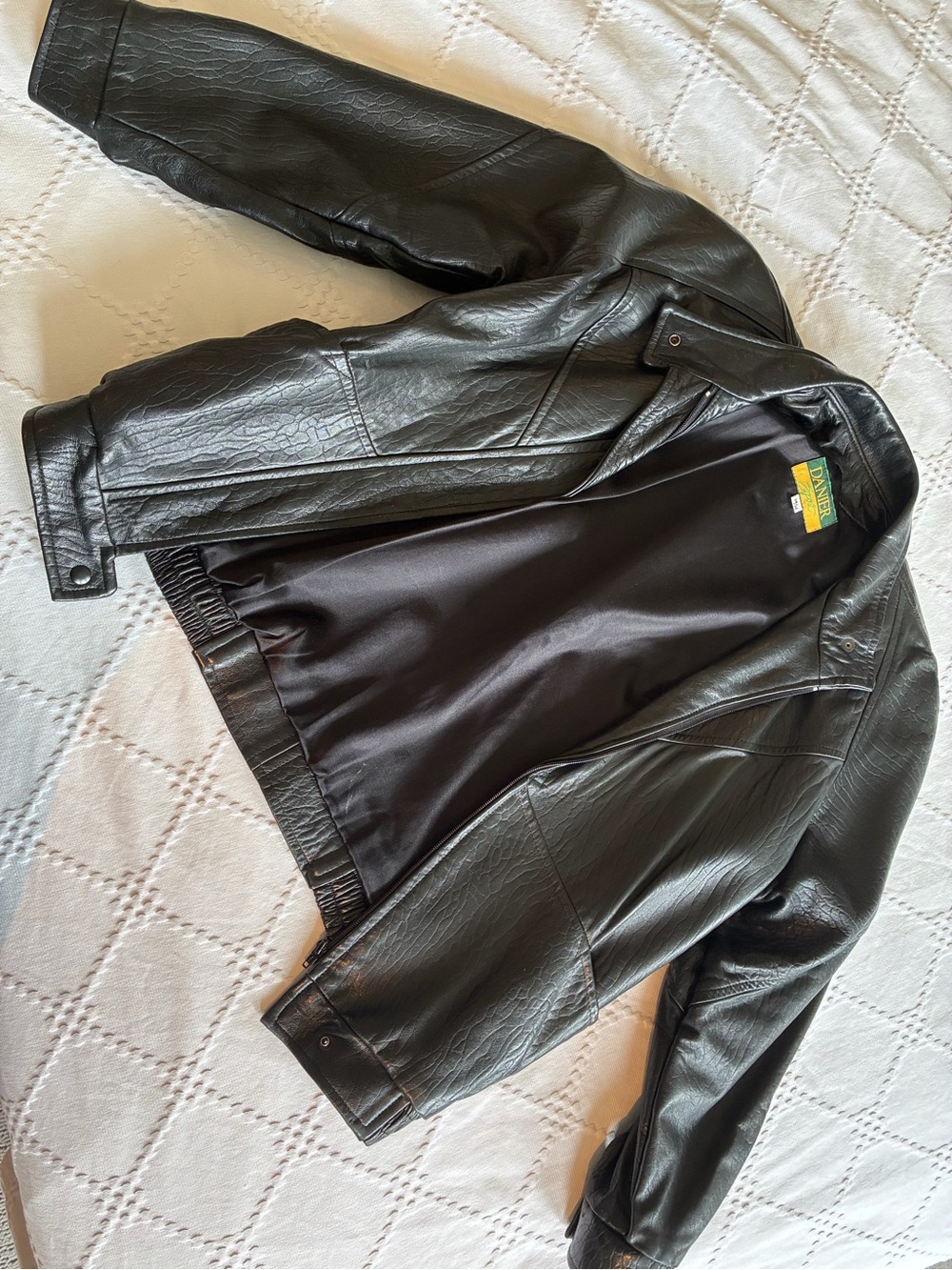 Danier Sport Black Leather Bomber Jacket - Vintage